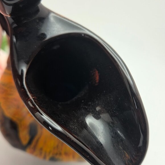 VTG Canadian Pottery Evangeline Pitcher Jug Drip Glaze Orange Brown Black MCM - Picture 7 of 13